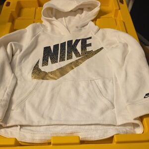Nike White Hoodie with Gold Logo